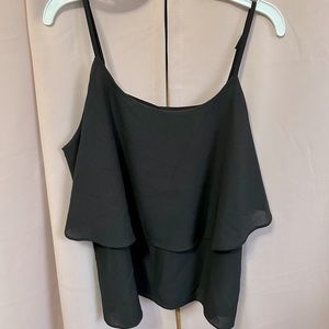 BLACK FLOWY SUMMER TANK TOP with crisscross design on back